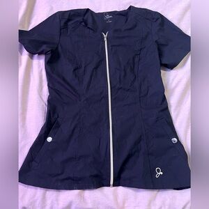 Black fitted Jaanuu scrub top